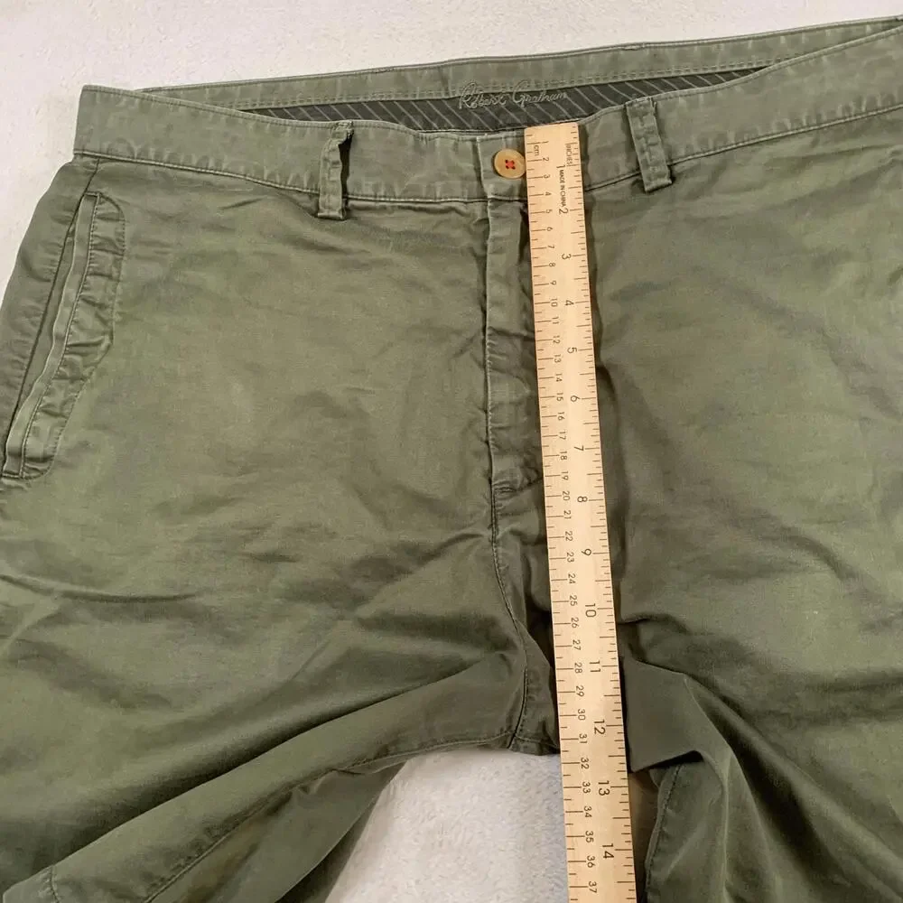Robert Graham Shorts Mens 38 Olive Green Twill Mid Rise 9